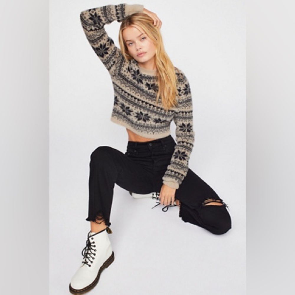 FP One Cropped Nordic Snowflake Sweater